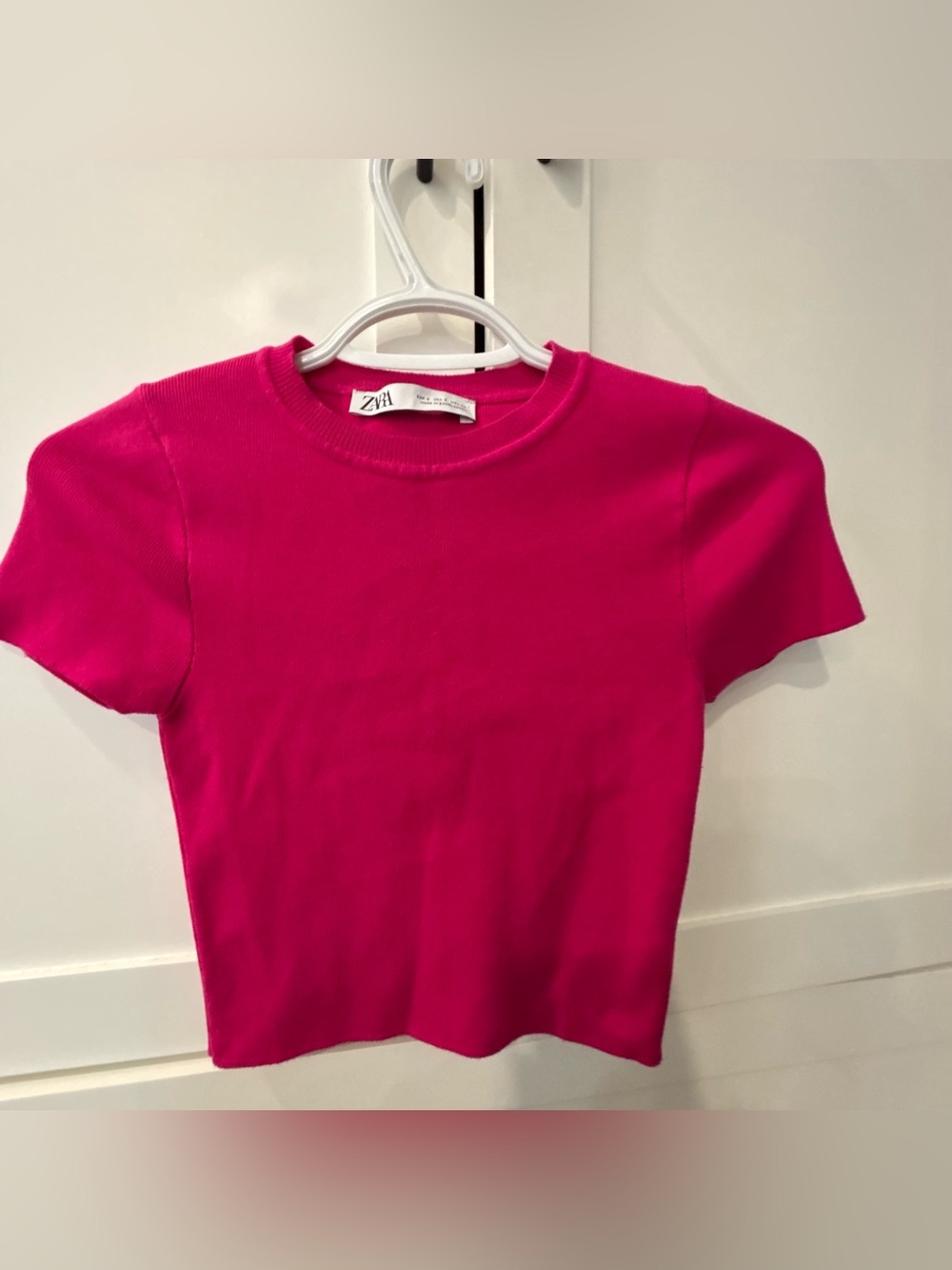 Zara Kids Hot Pink Short Sleeve Ribbed Tee